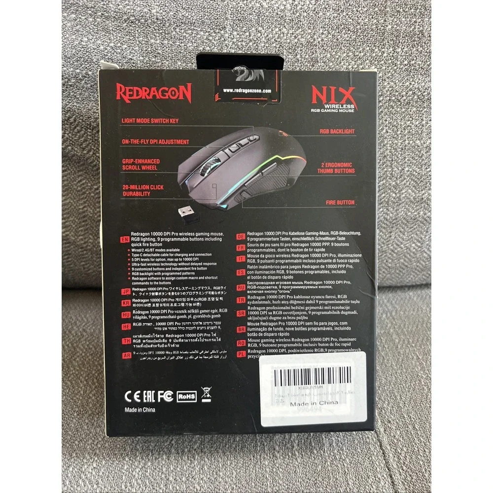 NEW Redragon NIX M914-RGB Black Light Mode Switch Key Wireless RGB Gaming Mouse